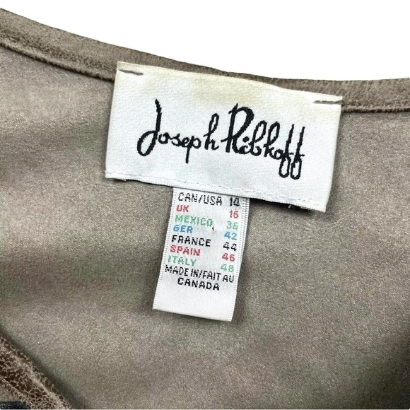 Joseph Ribkoff Faux Suede Leather Textured Art Wear Jacket Brown Black Size 14 - Picture 6 of 8